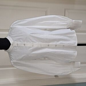 Rachel Roy Signature Classic 100% Cotton Tailored Pintuck Blouse Long Sleeve